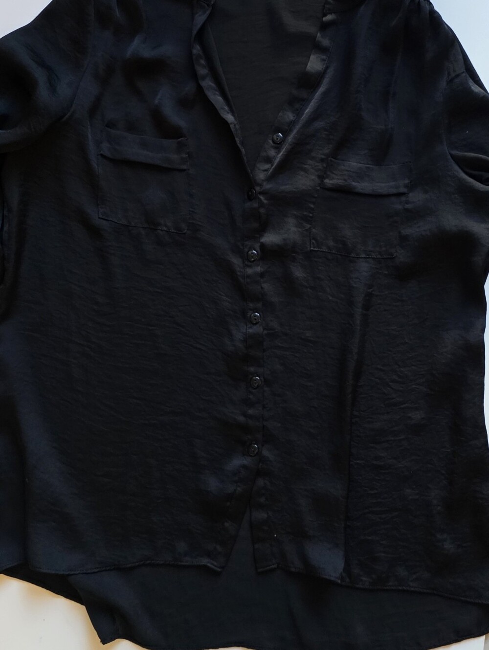 Encoded Black Button-Front Blouse - Picture 5 of 12